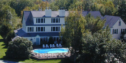 Aerial View with Pool - Inn at Ellis River - Jackson, NH